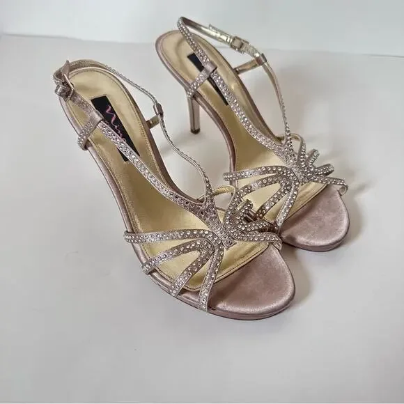 Nina Champagne Platform Sandal Size 9M - Picture 2 of 11